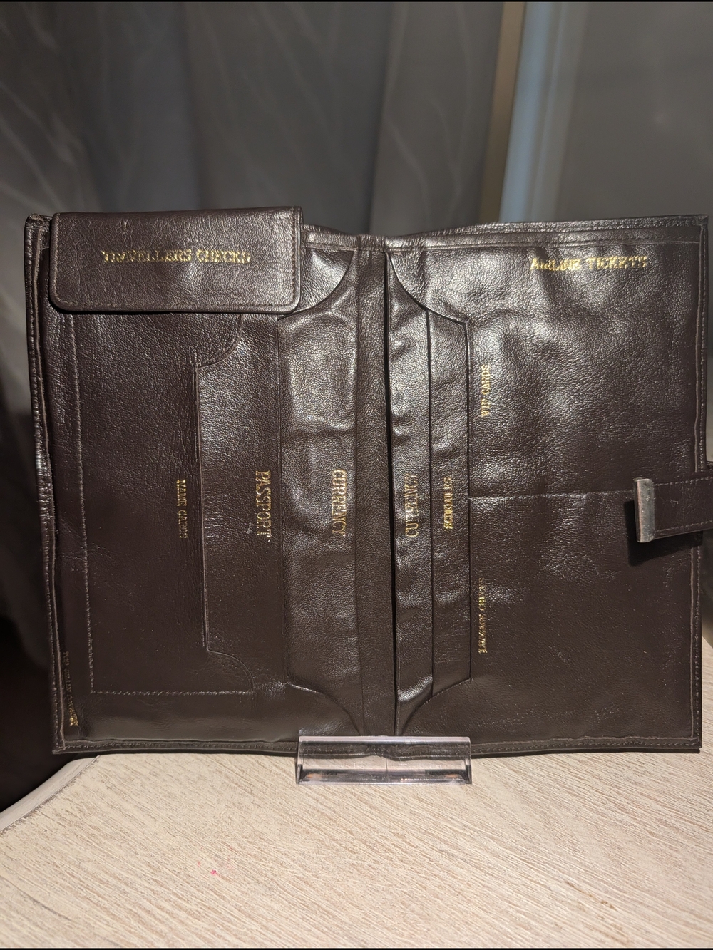 Vintage Travel Passport Wallet - Top Cowhide  Chocolate Brown Leather